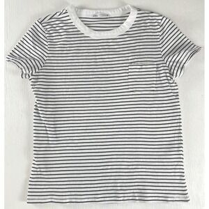ZARA Woman Black White T-SHIRT Striped Short‎ Sleeve Pocket Size M City Chic